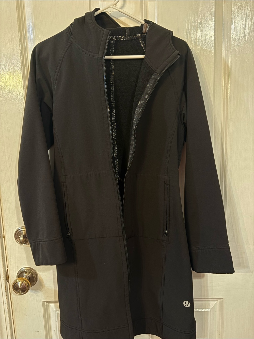 lululemon athletica Black Long Hooded Softshell Trench Coat